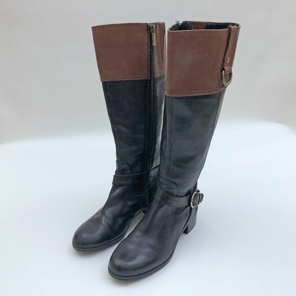 Bandolino Shoes - EUC Bandolino Carlotta Boots Women Size 5-1/2M Black Brown Leather Knee High